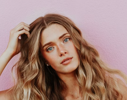 Woman with wavy hair portrait
